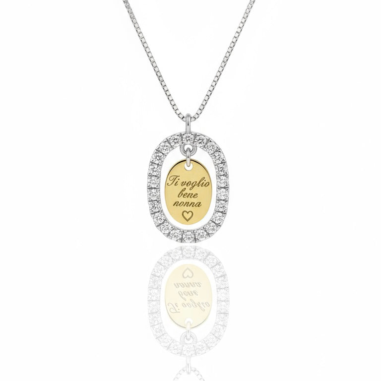 Collana con pendente ovale e medaglia personalizzabile