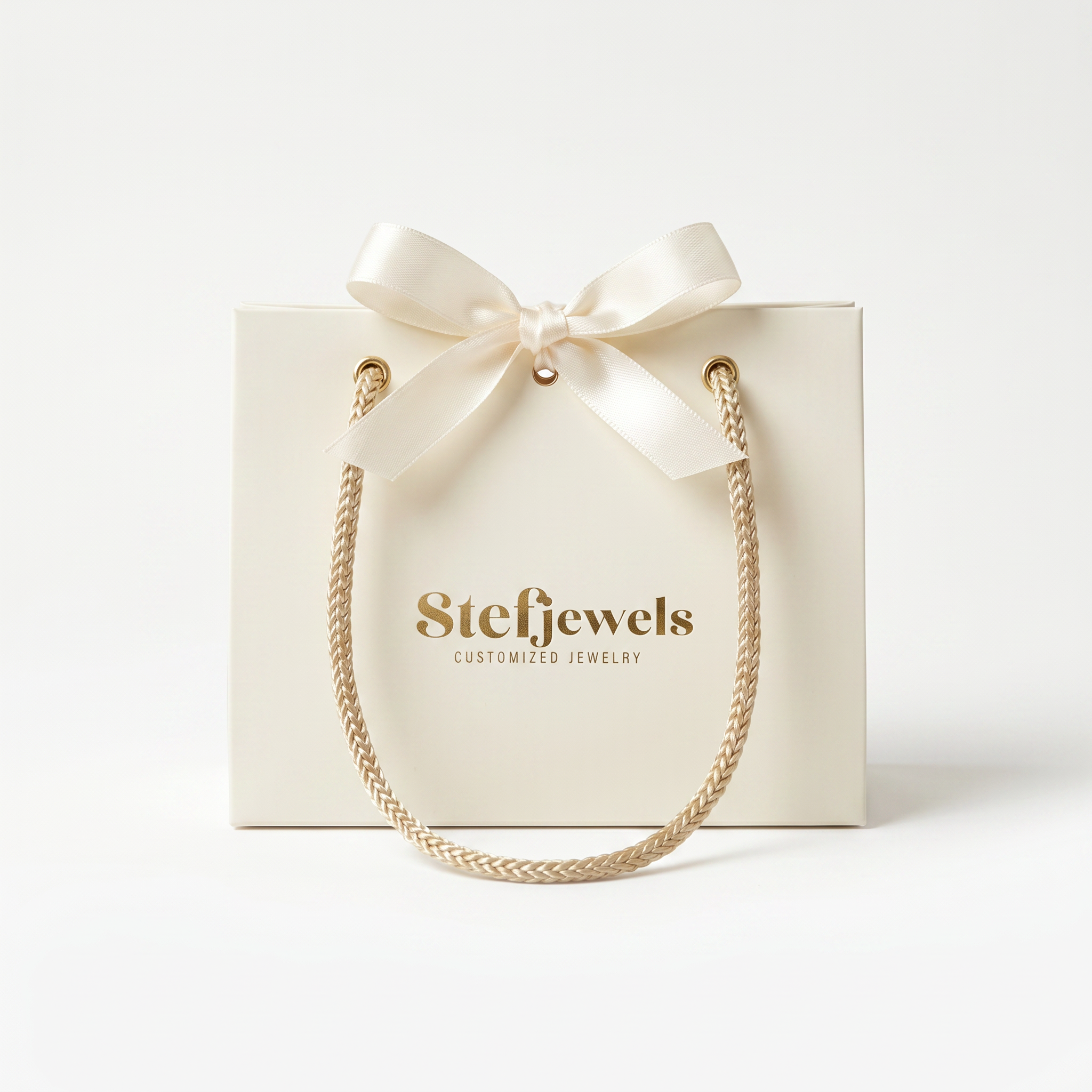 Confezione regalo Borsetta con fiocco avorio