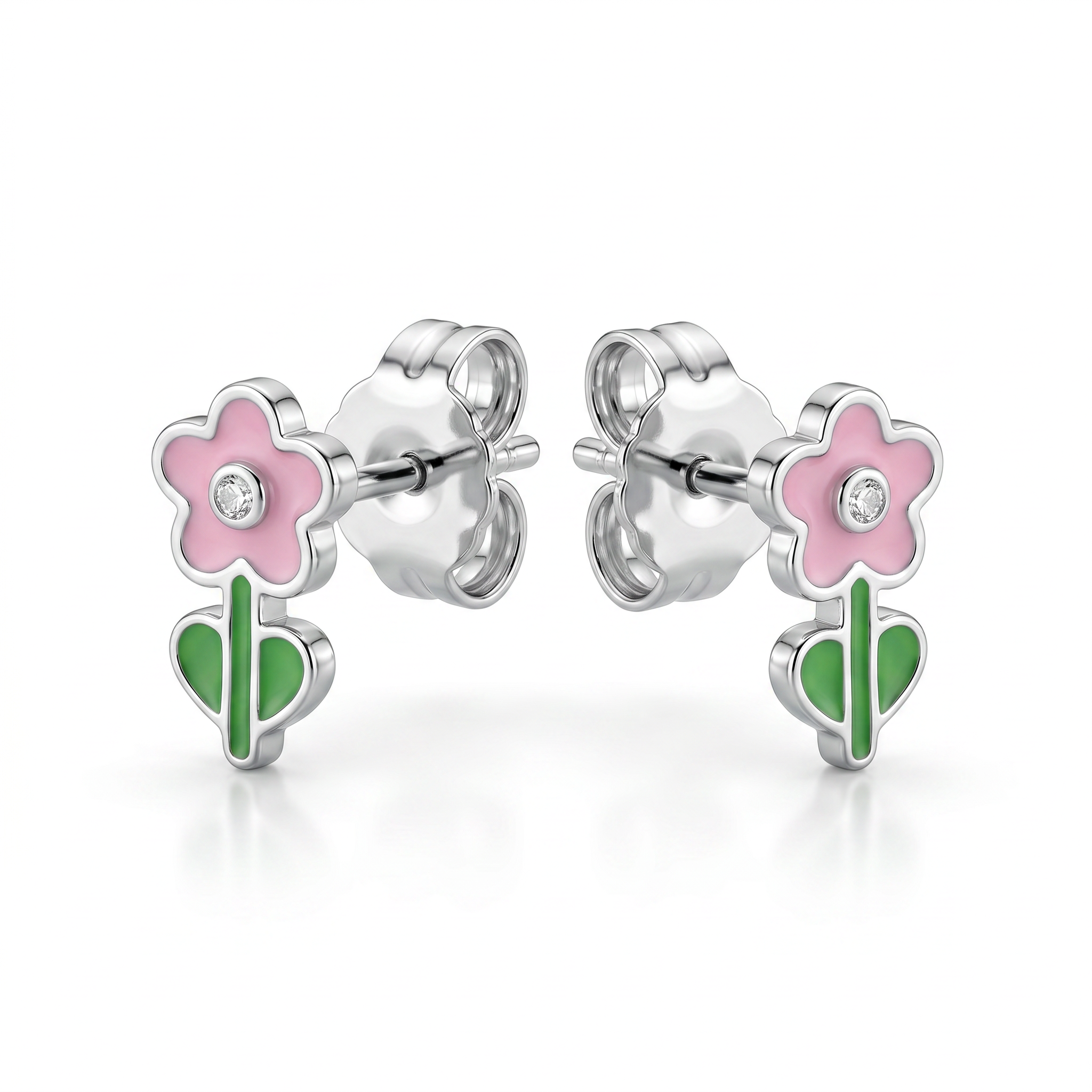 Orecchini bambina Fiore con brillantino