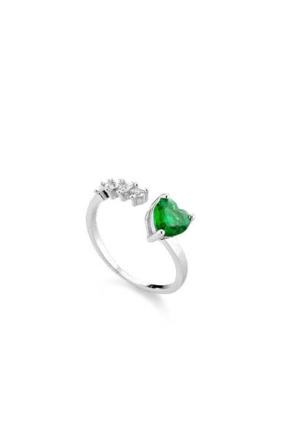 Anello cuore verde