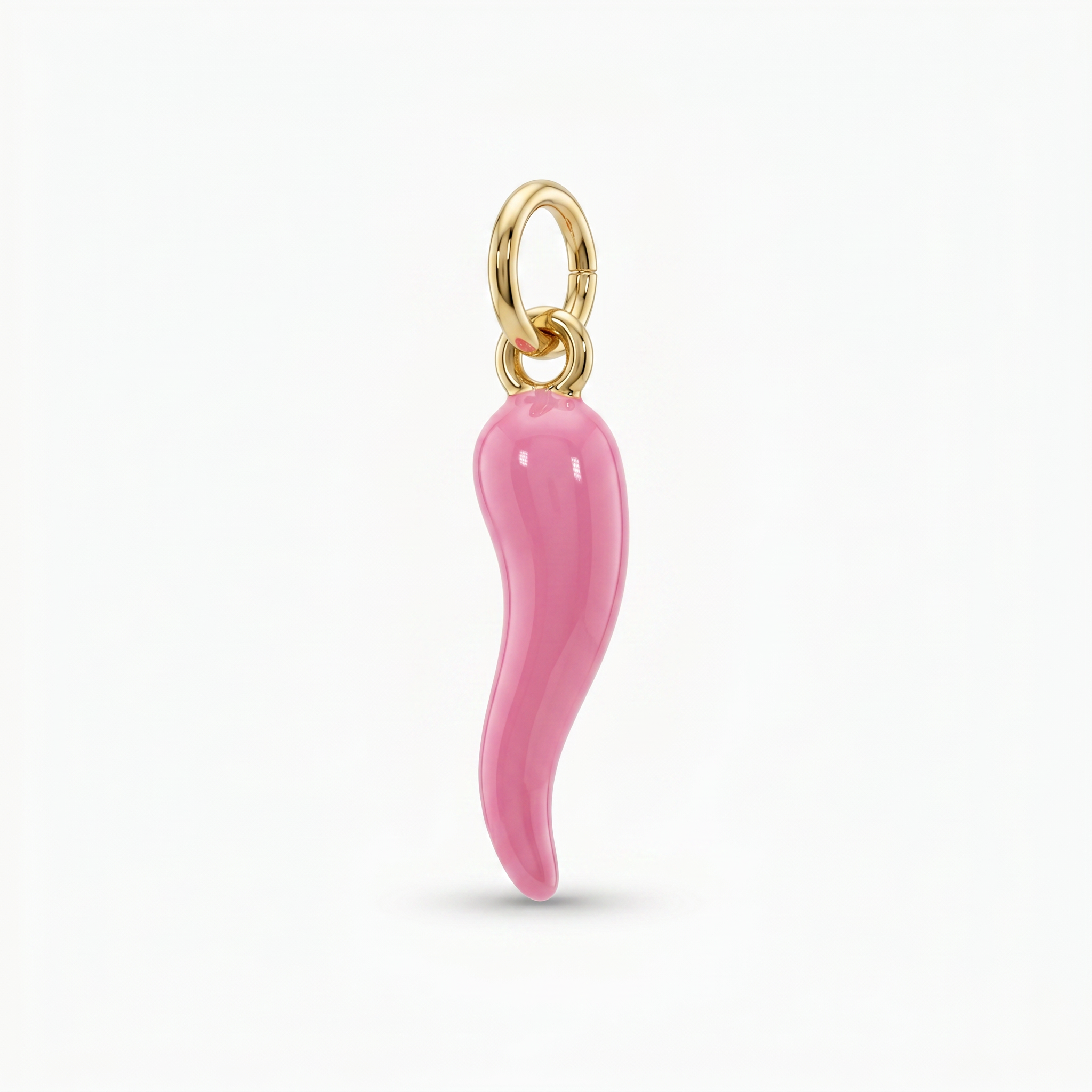 Charm Cornicello portafortuna smaltato Rosa