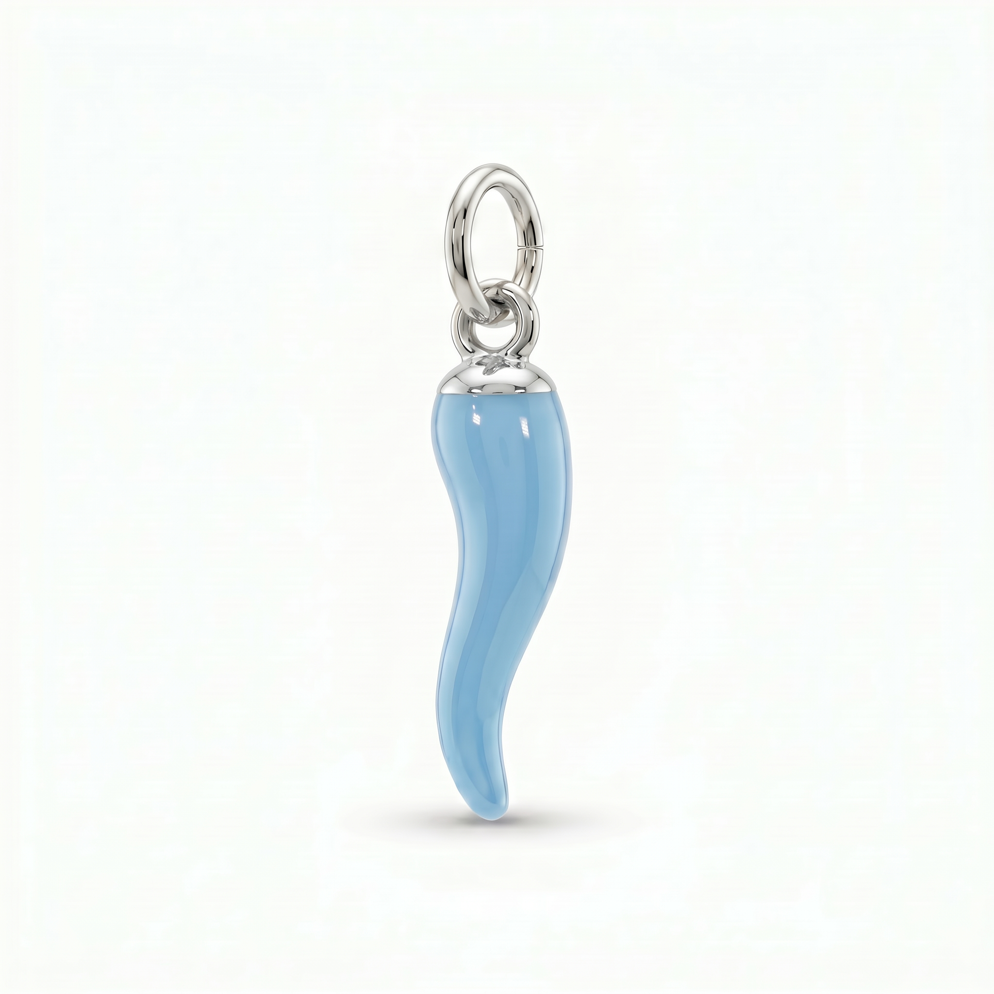 Charm Cornicello portafortuna smaltato Celeste