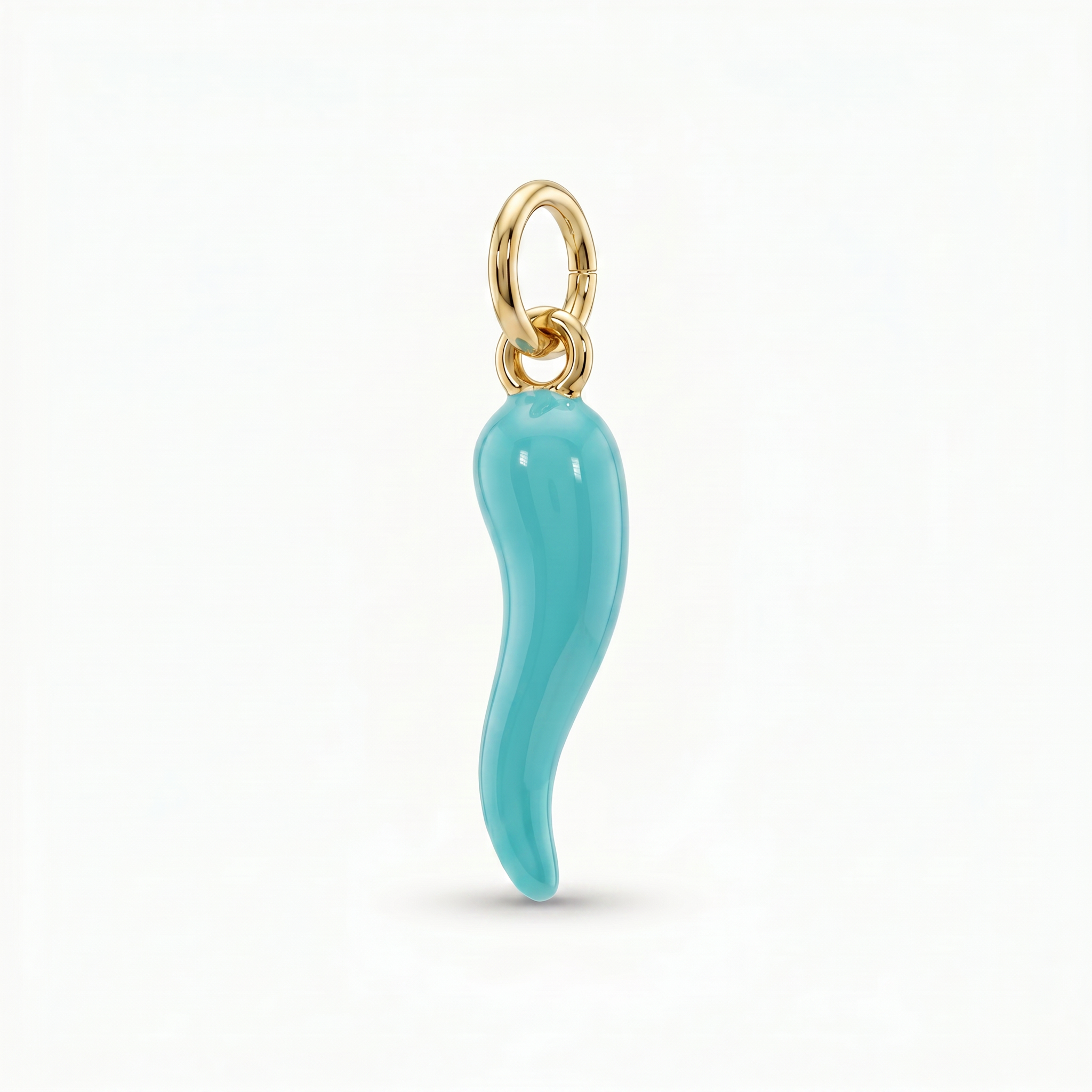 Charm Cornicello portafortuna smaltato Turchese