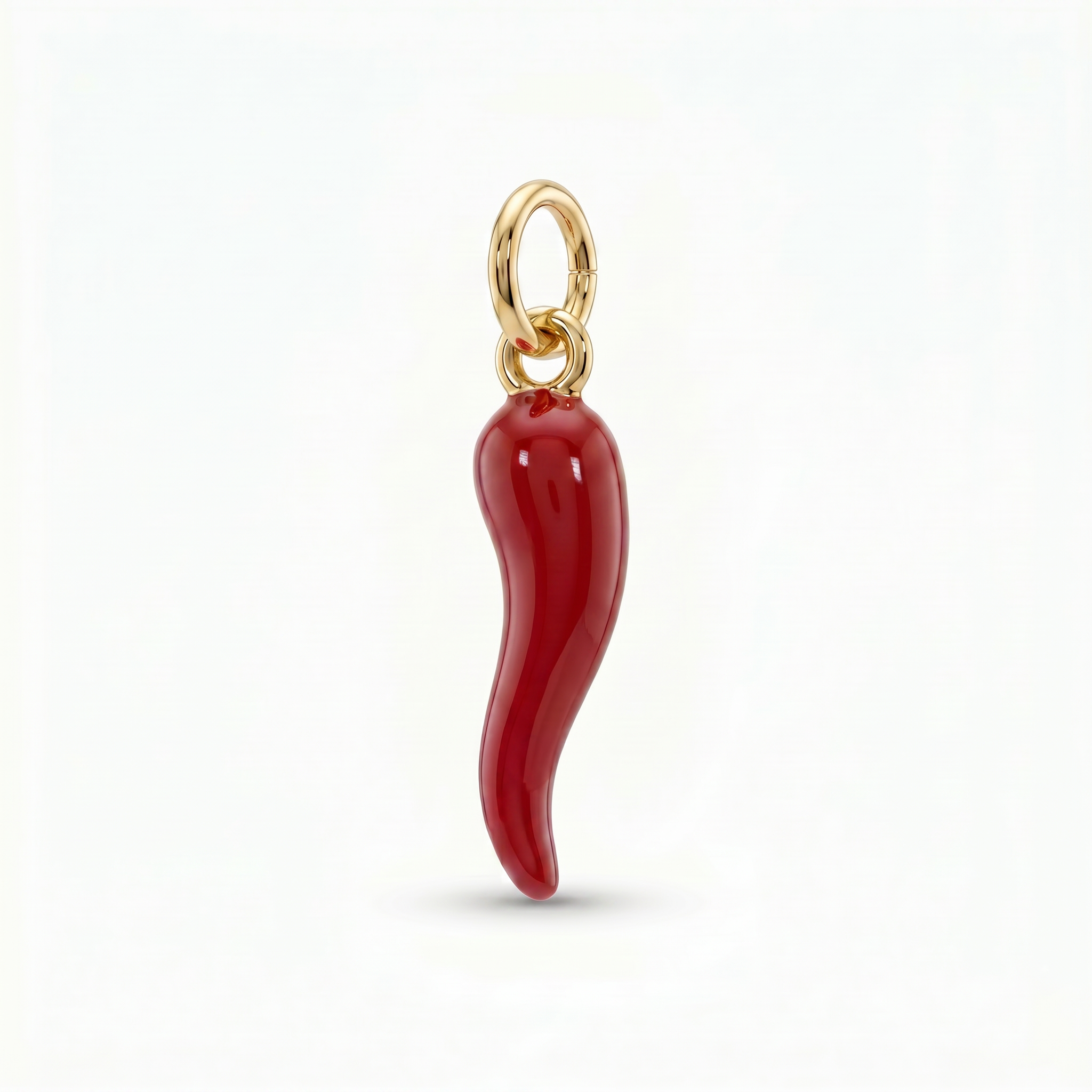 Charm Cornicello portafortuna smaltato Rosso