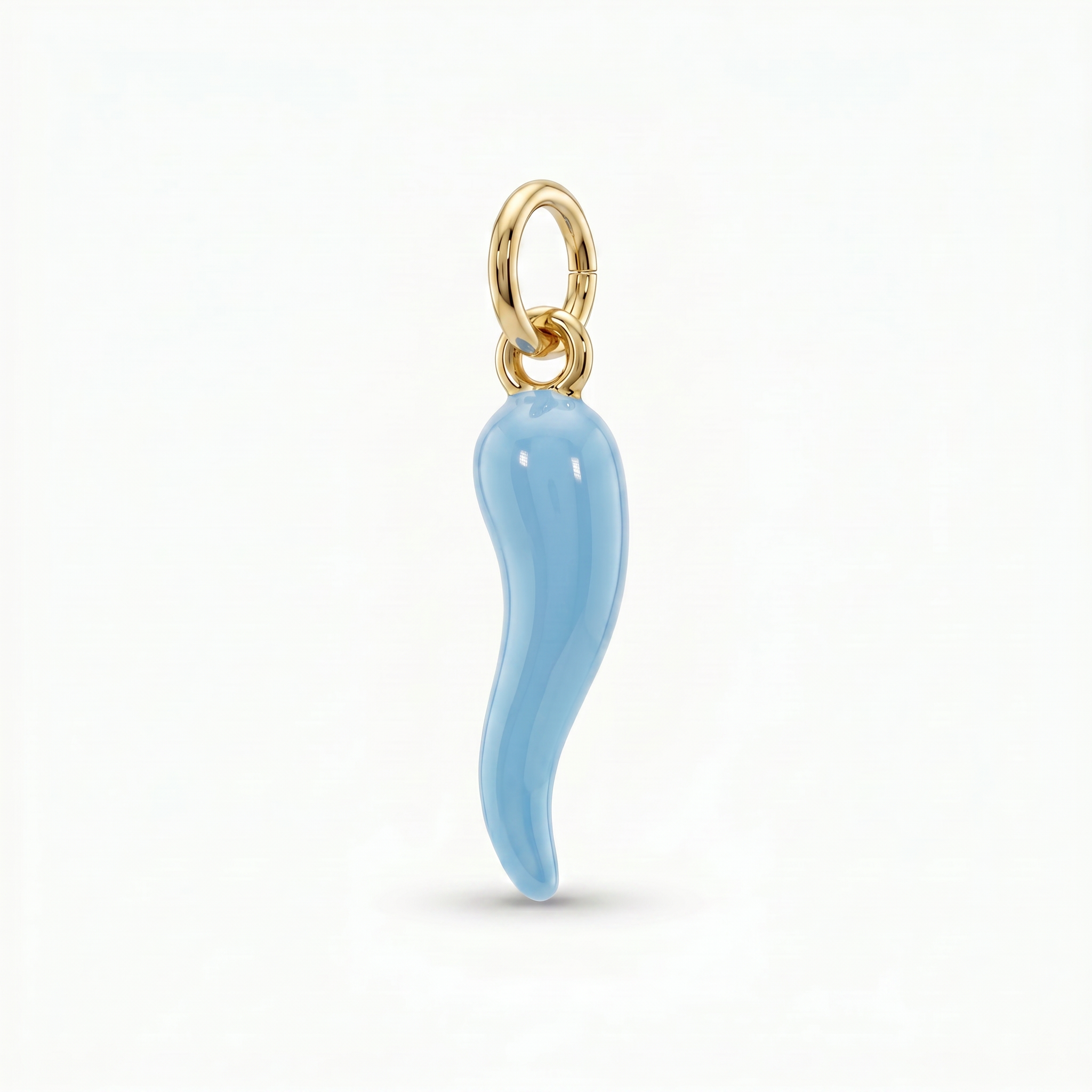 Charm Cornicello portafortuna smaltato Celeste