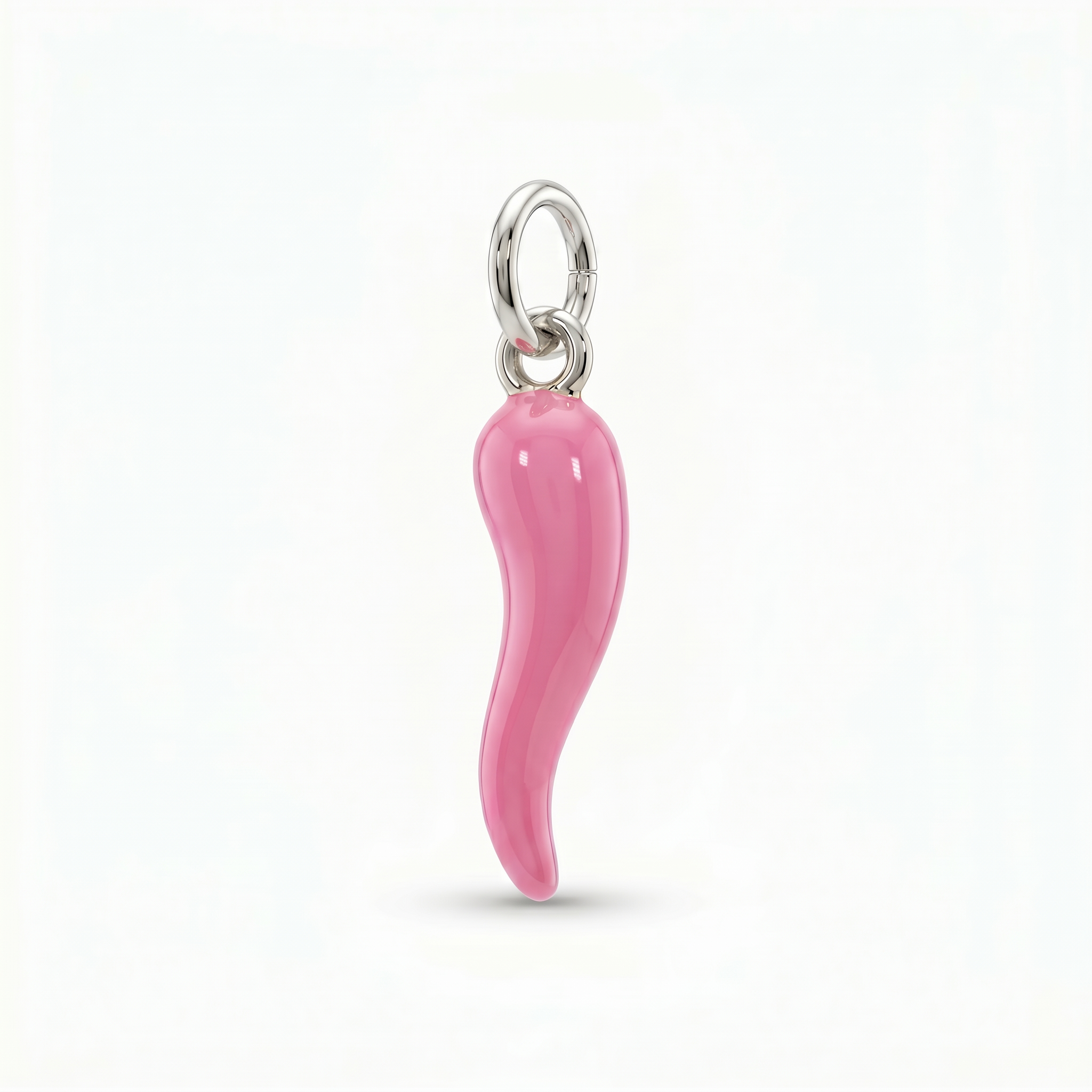 Charm Cornicello portafortuna smaltato Rosa