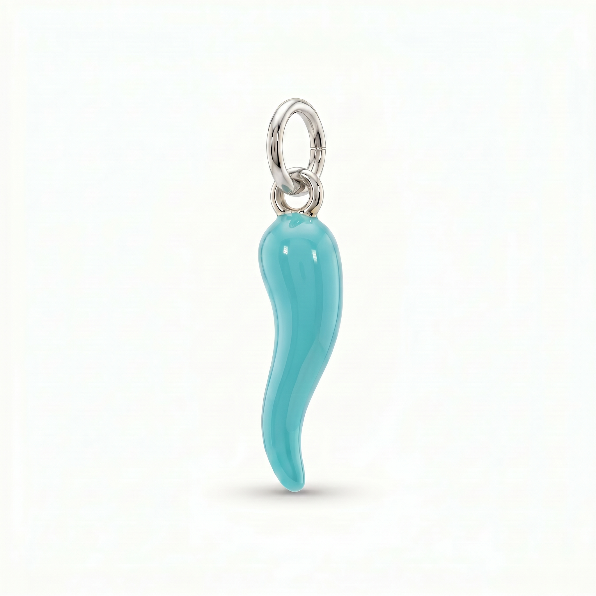 Charm Cornicello portafortuna smaltato Turchese