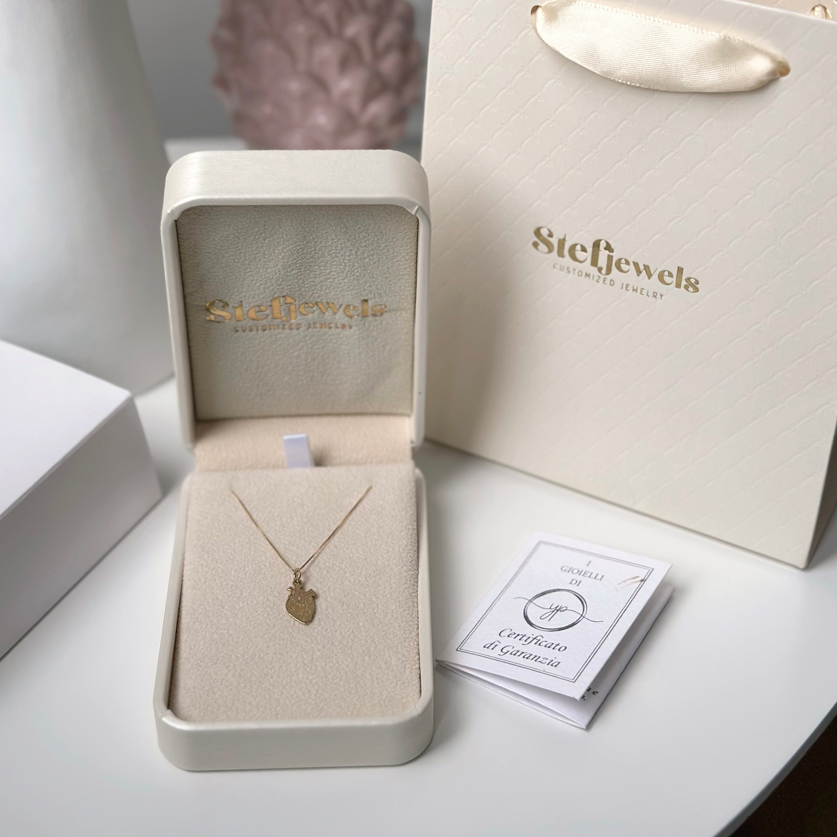 Collana Cuore Anatomico in Oro 18 kt